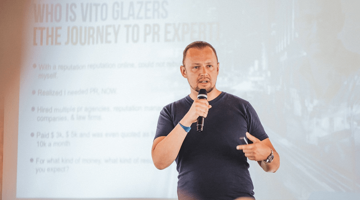 Vito Glazers, who has helped more than 100 entrepreneurs use news, media, and celebrities to share their stories with the world
